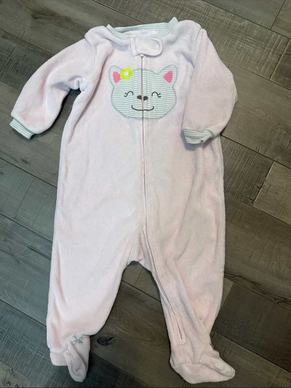 Carter's Plush Footed One-Piece Sleepers - Pink, Gray, White, Coral